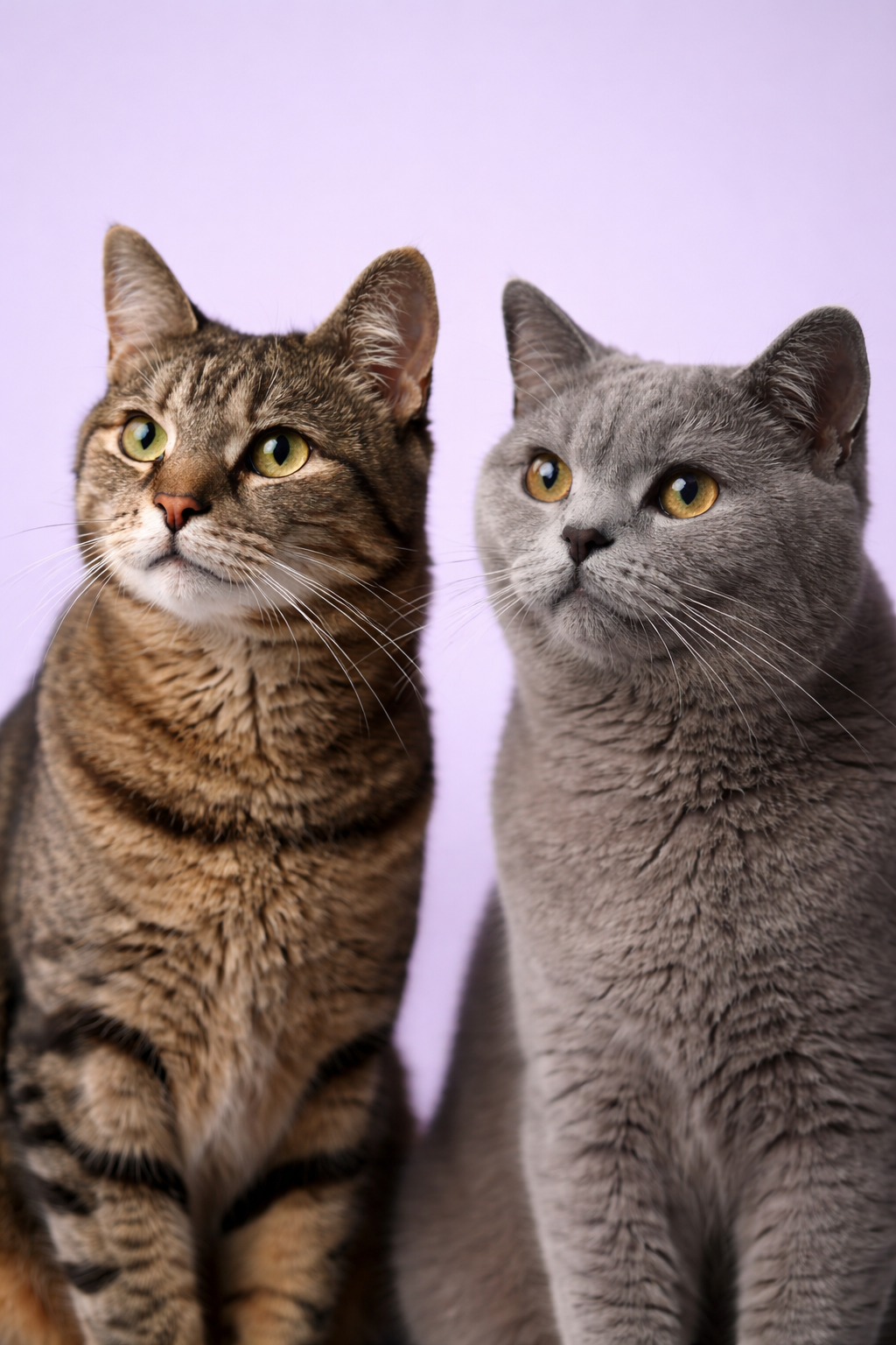 Two cats on a lilac background by Kola Photography